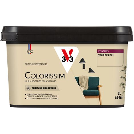 Peinture murale intérieure Colorissim® V33 Vert de foin Velours 2L