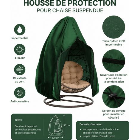 Housse de protection pour fauteuil suspendu œuf vert 115 x 190 cm vert 115 190cm 30 × 30 × 5 cm 500 g – Livraison gratuite