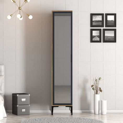 Kleiderschrank Kumual R Walnuss Anthrazit Melamin 40x47,5x201,4