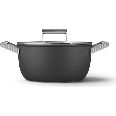 Cacerola negra mate de 24 cm + tapa - CSF2412BLM - Smeg - (1/5)