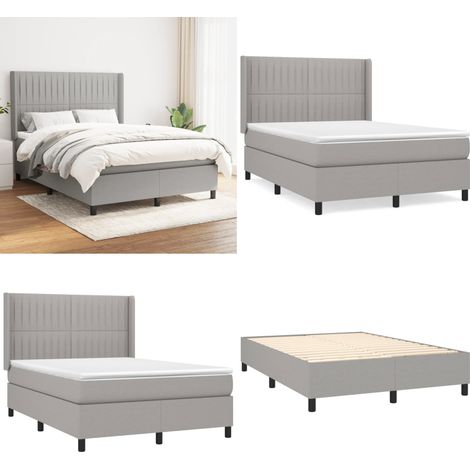 Boxspringbett mit Matratze Hellgrau 140x200 cm Stoff - Boxspringbett - Doppelbett - Bettenrahmen - Lattenrost - Matratze - Home & Living
