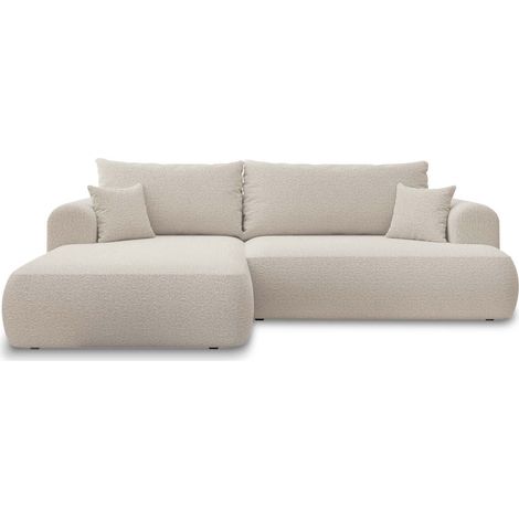 Canapé d'angle gauche convertible Velaro Bouclette Beige (1/5)