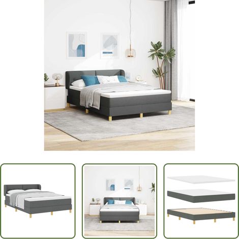 vidaXL Stoffbett - Boxspringbett mit Matratze Dunkelgrau 140 x 200 cm Stoff (1/5)