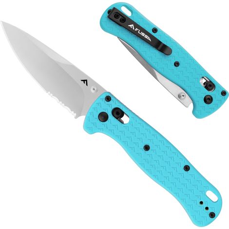 FLISSA Couteau de Poche Pliant, Couteau Randonnée avec Lame en acier AUS-8, Clip de Poche Incluse, Cadeau d'Outil Idéal pour Camping, Randonnée, Activités en Plein Air, Bleu