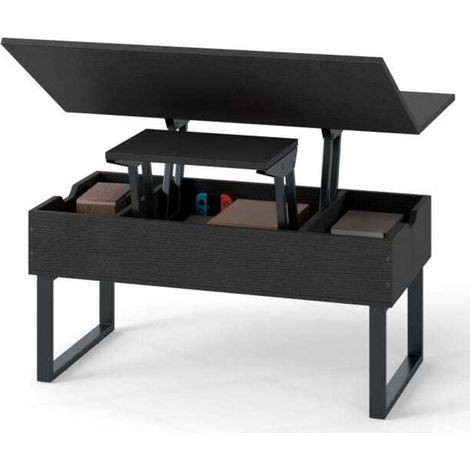 Gain de place au salon, table basse relevable convertible 3-en-1 avec 3 compartiments de rangement (1/5)