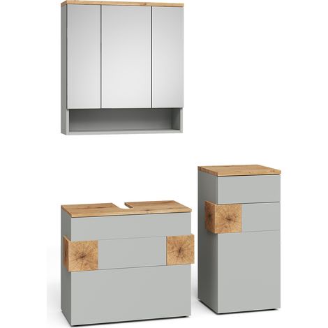 Conjunto de muebles de baño de 3 piezas Eden, Gris/Artisan, 3 partes, Vicco (1/5)