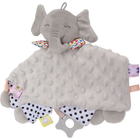 Couverture de sécurité pour bébé, couleur vive, peluche confortable, couverture douillette pour bébé, poupée animal mignonne, grise (1/5)