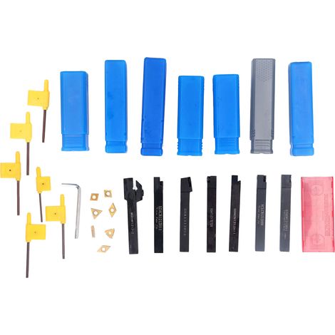 Jeu de barres d'alésage de tour de 12MM, 7 pièces, porte-outils, Inserts en carbure, clés pour le tournage et la coupe CNC (1/5)