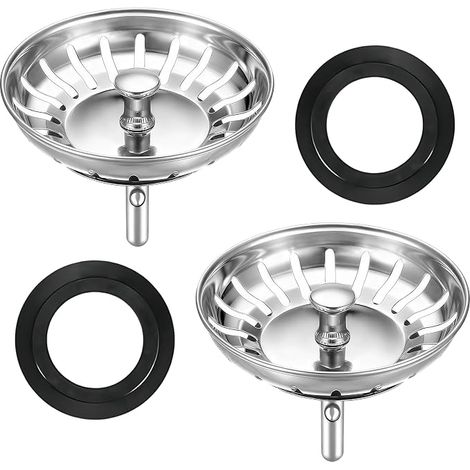 Set of 2 Kitchen Sink Plugs, 80 mm, Sink Strainer, Sink Grate (1/5)