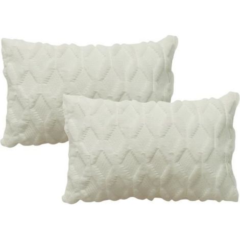 Taie D Oreiller Rectangulaire 30cm X 50cm En Peluche Style Scandinave Couleur Unie Blanc - 2 Pieces (1/4)
