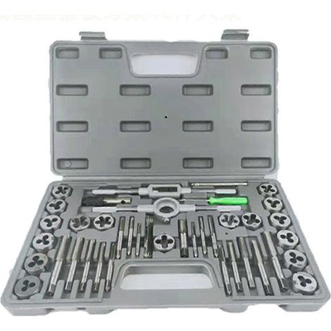 Jeu de tarauds et filières 40 en 1 M3-M12, kit d'outils de filetage pour vis mâles, acier allié, filetage femelle, pression mécanique (1/5)