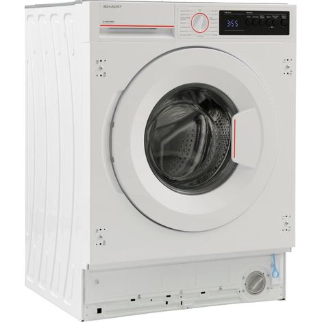 Sharp – Lave-linge intégrable 8 kg – Classe A – Vitesse d'essorage 1400 tr/min – Niveau sonore 46 dB – Charge avant – 15 programmes de lavage (1/6)