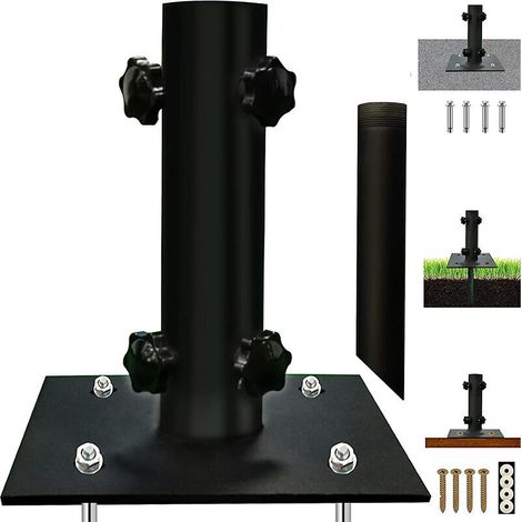 Support de parasol métallique multifonctionnel pour cour, jardin, terrasse ou porche support portable robuste avec socle (1/5)