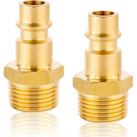 Lot de 2 raccords à air comprimé Euro en laiton avec filetage extérieur, 1/2" en laiton avec filetage extérieur, raccord d'air comprimé AG 1/2" pour raccord d'air comprimé