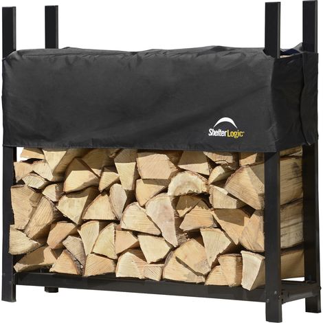 ShelterLogic Metall Kaminholzregal inkl. Abdeckung schwarz 120 x 36 x 119 cm (L x B x H) (1/2)