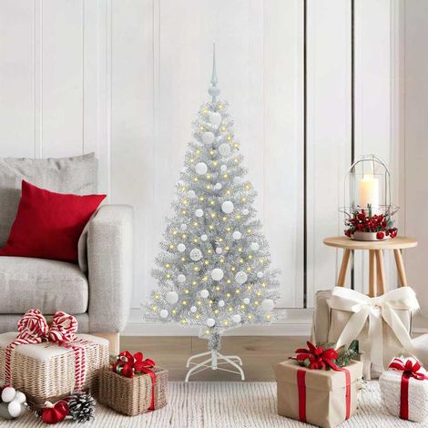 Weihnachtsbaum mit 150 LEDs mit Ständer Silber 120 cm PET