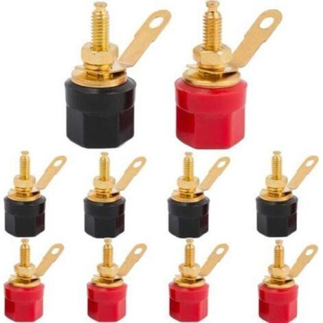 10 douilles banane femelles 4 mm plaquées or, connecteurs châssis pour haut-parleur (1/4)