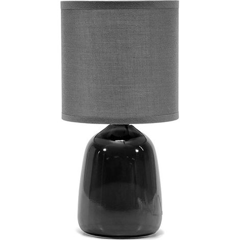 Abat Jour Nera Moderna lumetto da Tavolo con Paralume in Tessuto e Base Lucida per Camera da Letto Salotto e Studio Lampada da Comodino Nera Lucida Diametro 13 cm Altezza 25,5 cm Max 40W E14 (1/5)