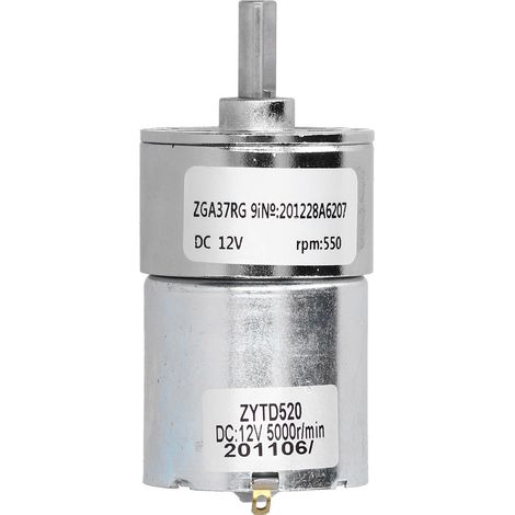 Moteur électrique DC 12V à faible bruit avec réducteur de vitesse et roulement poreux, accessoire pour machines, modèle ZGA37RG 550R-12V. (1/5)