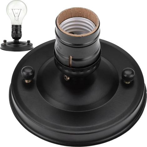 Base de lámpara de techo industrial vintage con soporte de pared, portalámparas, araña, casquillo de lámpara de techo, bombilla colgante para el hogar y la cocina (negro) (1/5)