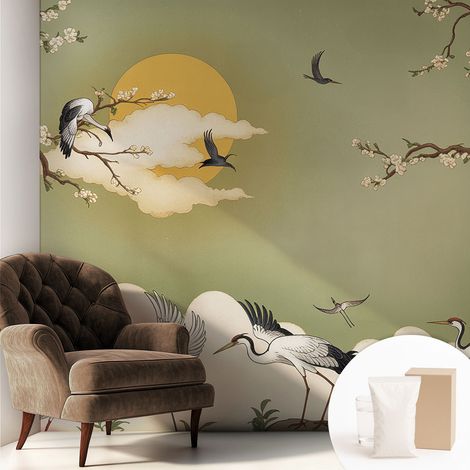 Tapete Dekorative Vliestapete mit Klebe für Wand - Mustertapete - moderne Einrichtung - für Büro Elegante Natur 250x250 cm (1/5)