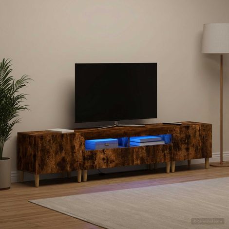 vidaXL 3 Piece LED TV Cabinet DELFT Smoked Oak Engineered Wood (1/5)