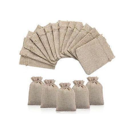 Sachets en jute à cordon (9 x 12 cm, lot de 50), pochettes en lin et chanvre, pochettes en tissu pour dragées, calendrier de l'Avent à la lavande. (1/5)