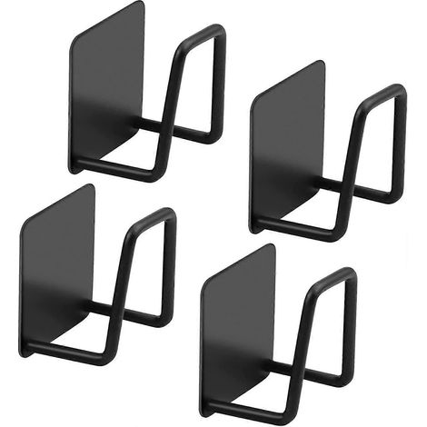 Lot de 4 porte-éponges autocollants, porte-éponges de cuisine en acier inoxydable, crochet mural autocollant pour salle de bain et cuisine (noir) (1/5)