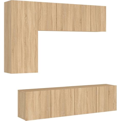 Maison Exclusive - 5-tlg. Wohnwand Sonoma-Eiche Holzwerkstoff