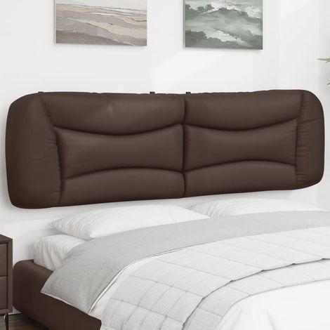 Coussin tête de lit 180 cm marron en similicuir à rayures ondulées - PANGIVO (1/5)