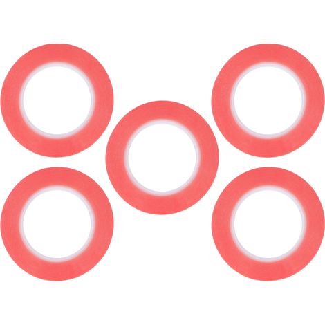 Lot de 5 rubans adhésifs double face ultra-résistants et amovibles, en PET, pour loisirs créatifs et emballage cadeau, rouge, 4 mm.