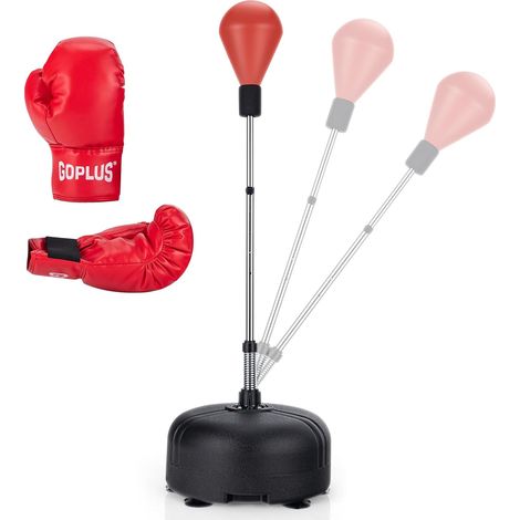 COSTWAY Saco de Boxeo Set de 140-158 cm de Altura Ajustable Saco de Boxeo con Guantes de Boxeo para Hogar Ejercicio para Nños y Aulto (1/5)