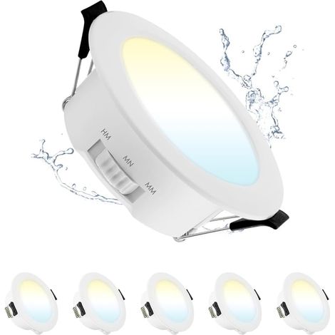 Lot de 10 Spot LED Encastrable 5W, Spot LED Extérieur, 3000K/4000K/6000K Réglable, Ø65mm-75mm Trou, spot Salle de Bain IP44 pour Cuisine Salon, Rond (1/5)
