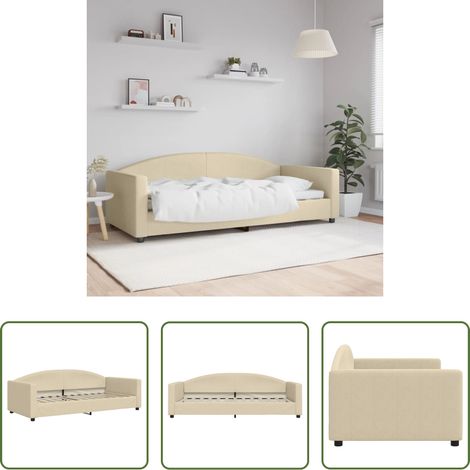 vidaXL Canapé - Lit de repos sans matelas crème 90x200 cm tissu (1/5)