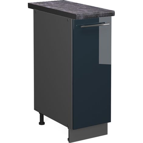 Armadio cucina dispensa alto Fame-Line, Blu scuro lucido, 30 cm , PL Antracite, Vicco
