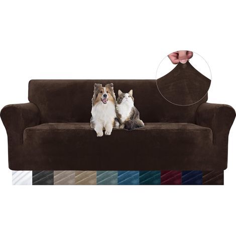 Stretch Velvet Sofa Cover for 3 Seater, Non-Slip, Pet-Friendly, Living Room (1/5)