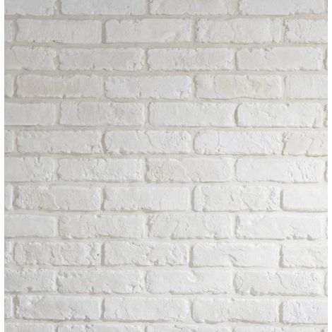 Decoon – Plaquette de parement brique blanche béton 0,68 m² – Pose murale intérieure et extérieure – Moulages variés pour rendu naturel