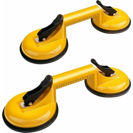2 x Elevalunas con doble ventosa de aluminio 2 x 90 kg de capacidad 120 mm amarillo (1/5)