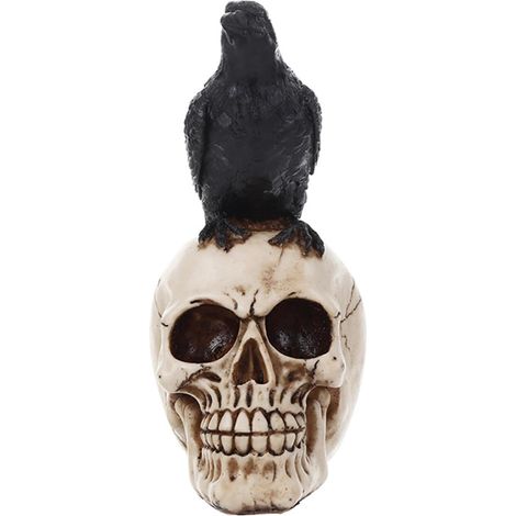 Statue de Corbeau sur Crâne, Décor Halloween Corbeau sur (1/5)