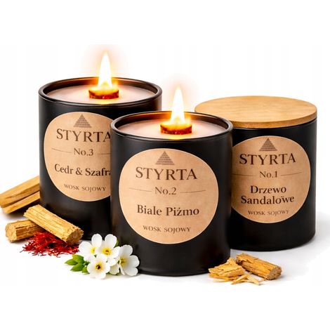 Juego de 3 velas de soja Styrta n.º 14 - Colección de fragancias premium (1/5)