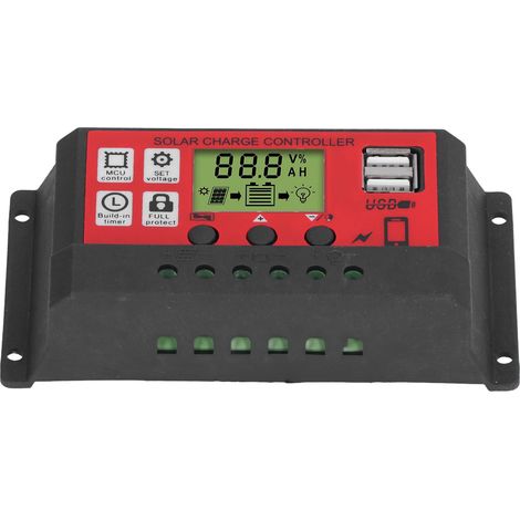 Intelligenter 30A 12V/24V Solarladeregler, verstellbares Solarpanel, LCD-Display, Batterieregler mit Bildschirm (1/5)