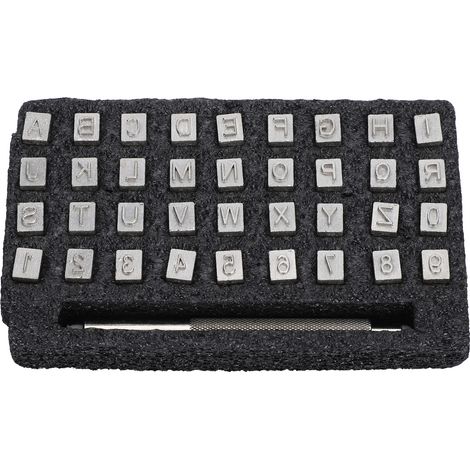 36 Pièces Poinçons en Cuir Lettres Chiffres Motifs pour Maroquinerie DIY Outil de Gaufrage avec 1 Manche 6,5mm (1/5)