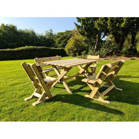 Ashcome Table Set Sits 6 Including 2 Bench and 4 Chairs - L120 x W93 x H77 cm (1/3)
