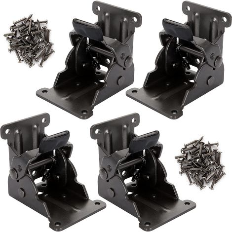 Patas plegables de mesa de bronce oscuro (juego de 4), bisagras de 90° para patas de muebles, soportes plegables para patas de escritorio con tornillos, extensión (1/5)