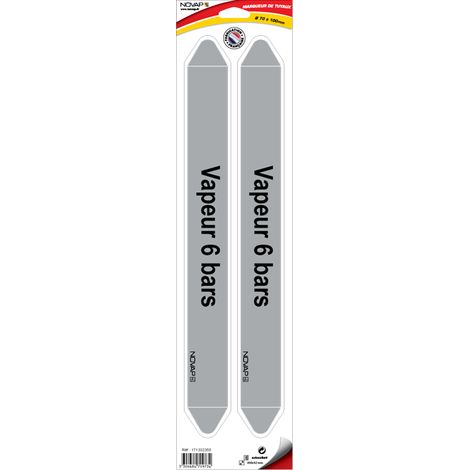 Planche de 2 marqueurs de tuyauterie 450 x 52 mm pour Ø 70 à 100 mm - Vapeur 6 bars - 4709734