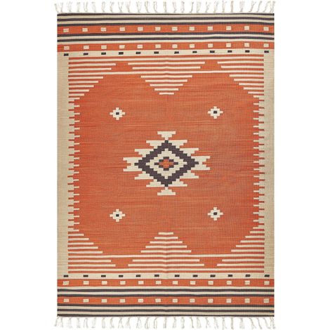 Rug GAVAR Orange 200 x 300 cm Cotton Kilim (1/5)