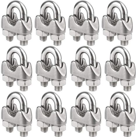 [NEVER USED] M3 Wire Rope Clips, Wire Rope Clamps, U Bolt Stainless Steel Cable Clip 3mm Diameter, Pack of 12 (1/4)