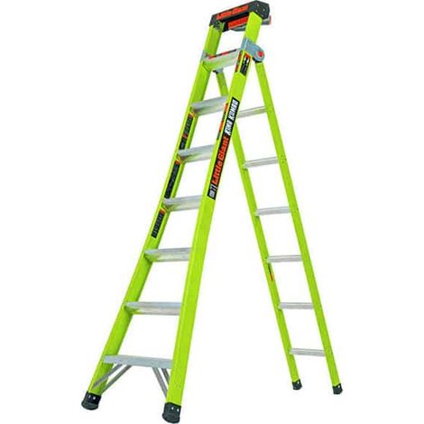 Little Giant – Escabeau en fibre de verre 7 marches – Non conducteur – Technologie Ground Cue pour sécurité – V-BAR pour appui sur angles (1/2)