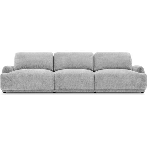 ROSALIE - Canapé droit tissu chenille 3 places - Gris clair