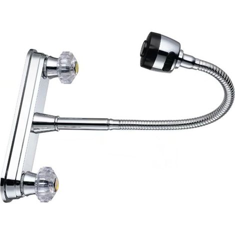 Robinet d'évier de cuisine avec douchette extractible, eau chaude et froide, en acier inoxydable brossé. (1/5)